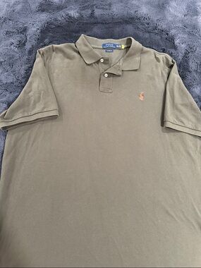 Polo by Ralph Lauren Olive Green Short-Sleeve Polo with Orange Pony XXL